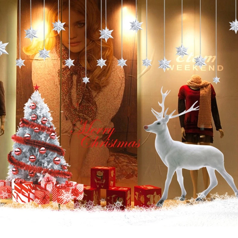 

С Рождеством Христовым Рождественская елка Олень Съемный художественный виниловый стикер на окно, дверь, декор стены
