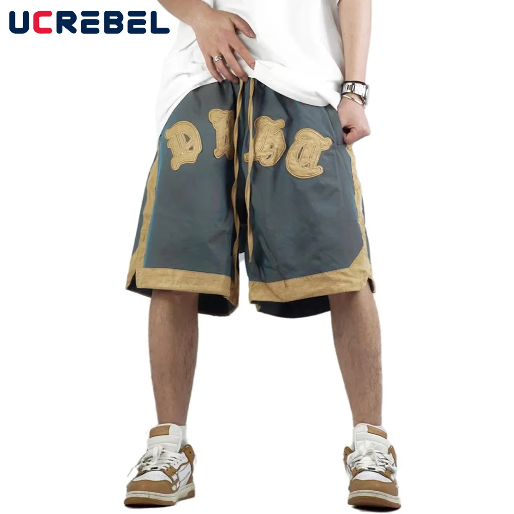 Splicing Casual Shorts Mens Summer Letter Patch Embroidery Knee-length Shorts Drawstring Elastic Waist Sweatshorts Loose Shorts
Splicing Casual Shorts Mens Summer Letter Patch Embroidery Knee-length Shorts Drawstring Elastic Waist Sweatshorts Loose Shorts