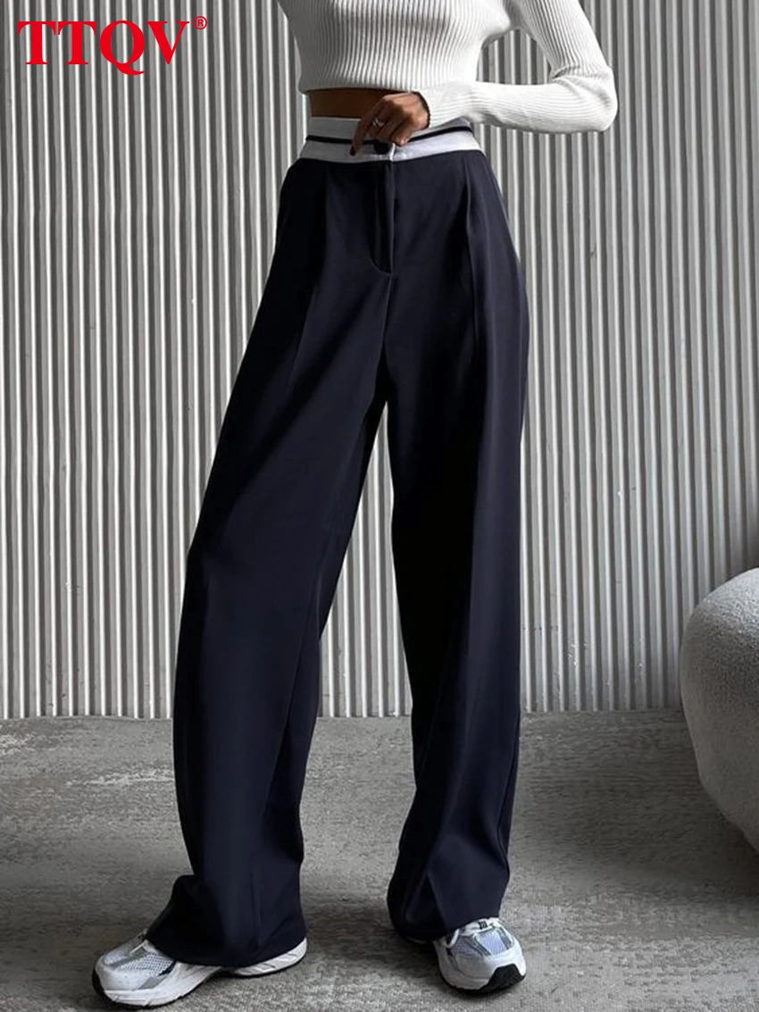 TTQV Fashion Blue Patchwork Women's Pants 2023 Casual High Waisted Straight Trousers Elegant Office Lady Full Length Pants
TTQV Fashion Blue Patchwork Women's Pants 2023 Casual High Waisted Straight Trousers Elegant Office Lady Full Length Pants