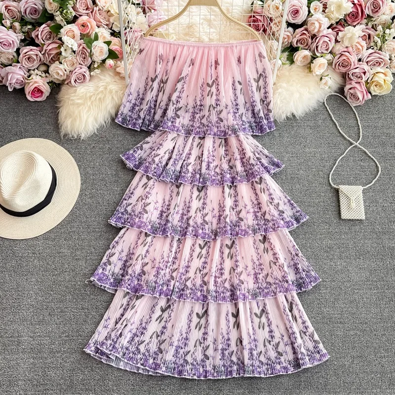 2022 Spring And Summer Women Off Shoulder Super Fairy Waist Chiffon Floral Long Dress
2022 Spring And Summer Women Off Shoulder Super Fairy Waist Chiffon Floral Long Dress
