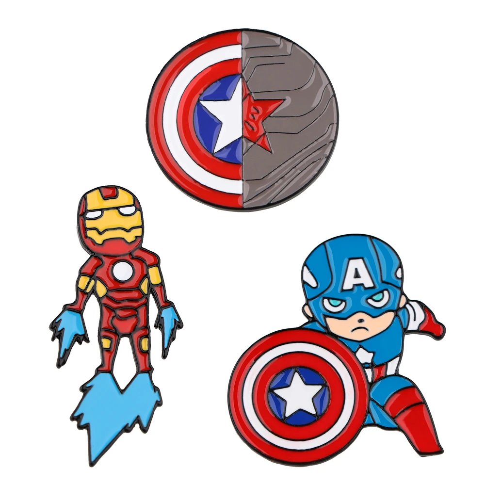 Эмалированные значки на лацкан супергероев Captain America брошь рюкзак для одежды