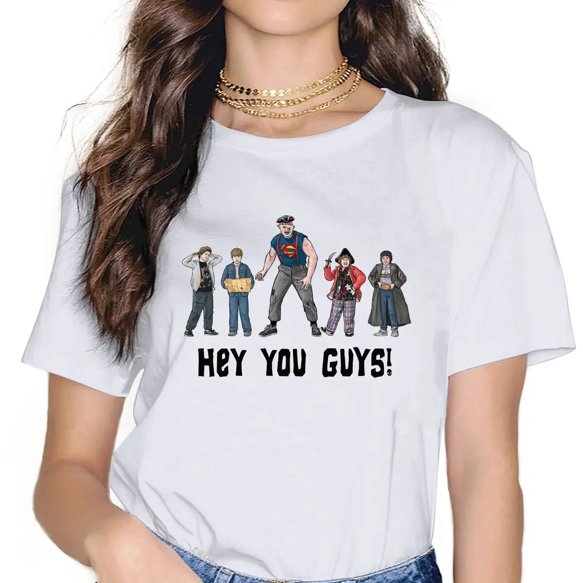 Novelty Hey You Guys! 1985 T-Shirts Women Crewneck T Shirts The Gooines Mikey Walsh Film Short Sleeve Tee Shirt Party Clothes
Novelty Hey You Guys! 1985 T-Shirts Women Crewneck T Shirts The Gooines Mikey Walsh Film Short Sleeve Tee Shirt Party Clothes