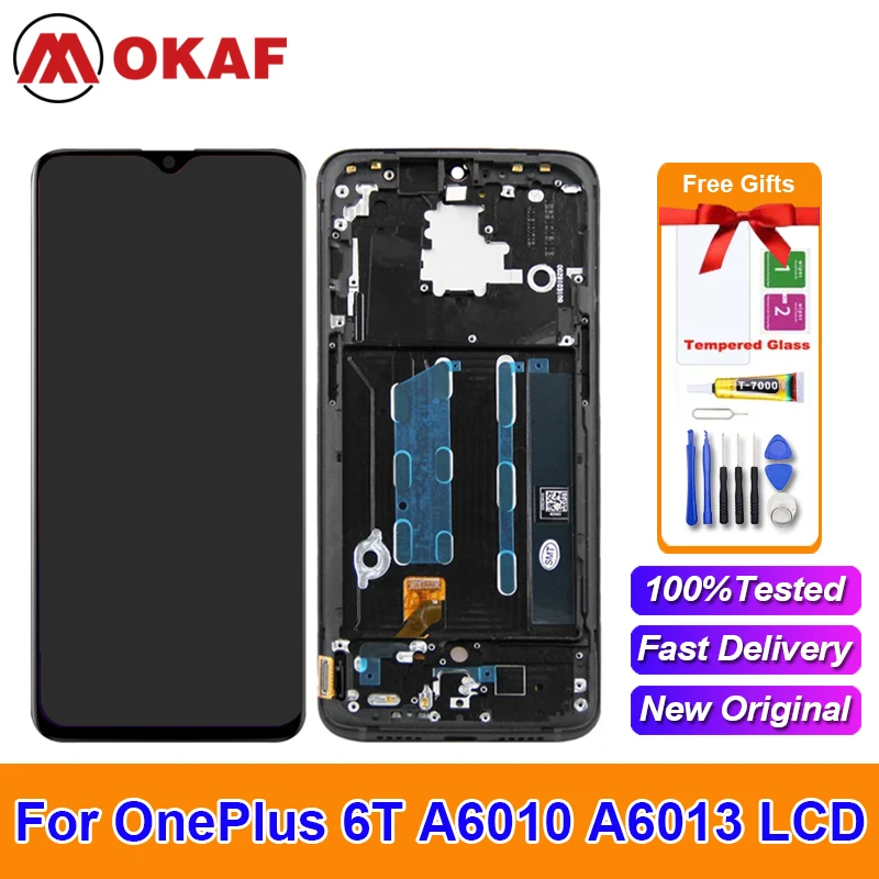 OKANFU Original For OnePlus 6T LCD Display Touch Screen Digitizer Assembly Replacement For One Plus 6T A6010 with Fringerprint
OKANFU Original For OnePlus 6T LCD Display Touch Screen Digitizer Assembly Replacement For One Plus 6T A6010 with Fringerprint
