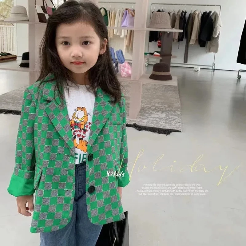 Girls Plaid Blazer Coat Spring Autumn Children'S Clothing Korean Retro Suit Jacket British Fashion Casual Long-Sleeved Outerwear
Girls Plaid Blazer Coat Spring Autumn Children'S Clothing Korean Retro Suit Jacket British Fashion Casual Long-Sleeved Outerwear