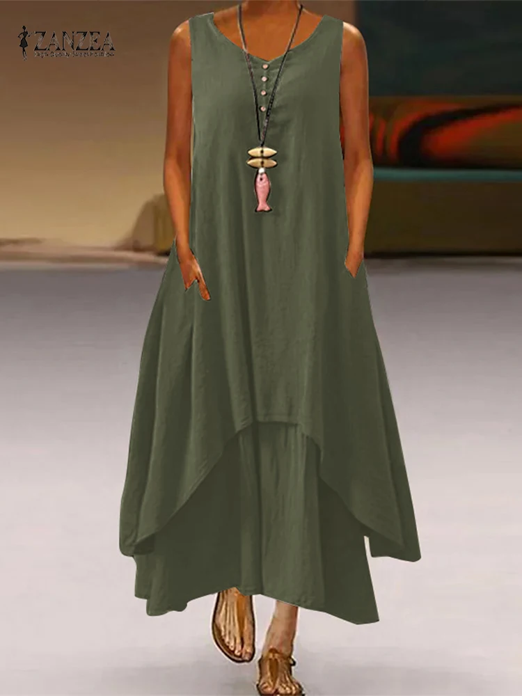 ZANZEA Fashion Summer Sleeveless Solid Casual A-line Dress Women Sundress Loose Holiday Beach Vestido Robe Femme Kaftan Sarafans
ZANZEA Fashion Summer Sleeveless Solid Casual A-line Dress Women Sundress Loose Holiday Beach Vestido Robe Femme Kaftan Sarafans