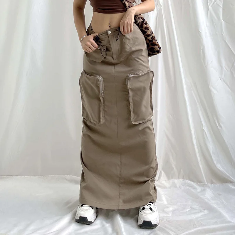 Autumn Slim Fashion Sexy Club Gothic Solid Color Pockets Casual Vintage Long Straight Skirt Women Girl Maxi Skirts Cargo Skirts
Autumn Slim Fashion Sexy Club Gothic Solid Color Pockets Casual Vintage Long Straight Skirt Women Girl Maxi Skirts Cargo Skirts