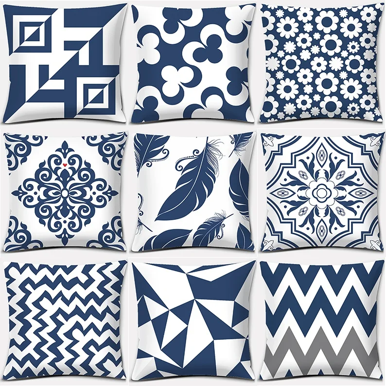 Dark blue pattern geometric series home decoration pillowcase square pillowcase home office decoration (45cm * 45cm)
Dark blue pattern geometric series home decoration pillowcase square pillowcase home office decoration (45cm * 45cm)