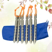 6Pcs Outdoor Camping Tent Stakes V Shaped Windproof Camping Tent Nail Ground Pegs with Bag for Camping Hiking Forging pack