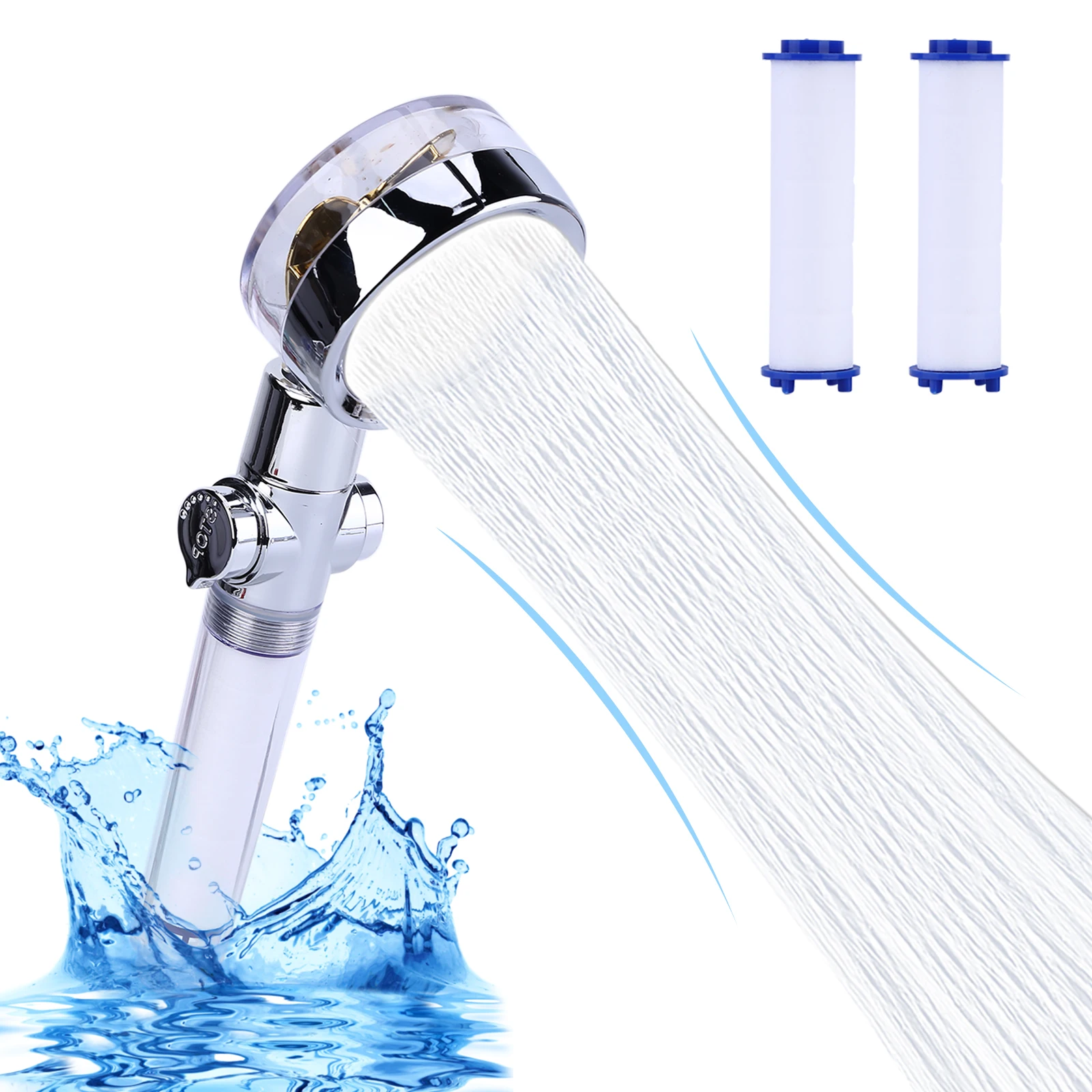 High Pressure Shower Heads - Handheld Turbo Charged Fan Shower Head Kit with Filter & Bracket, 360 Rotating Vortex Propeller
High Pressure Shower Heads - Handheld Turbo Charged Fan Shower Head Kit with Filter & Bracket, 360 Rotating Vortex Propeller