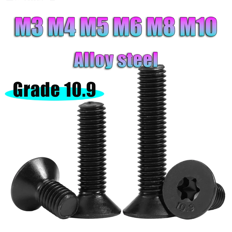 M3 M4 M5 M6 M8 M10 Черный легированная сталь класса 10,9, шестигранный винт Torx с плоской потайной головкой, высокопрочный шестигранный болт 4–40 мм
M3 M4 M5 M6 M8 M10 Черный легированная сталь класса 10,9, шестигранный винт Torx с плоской потайной головкой, высокопрочный шестигранный болт 4–40 мм