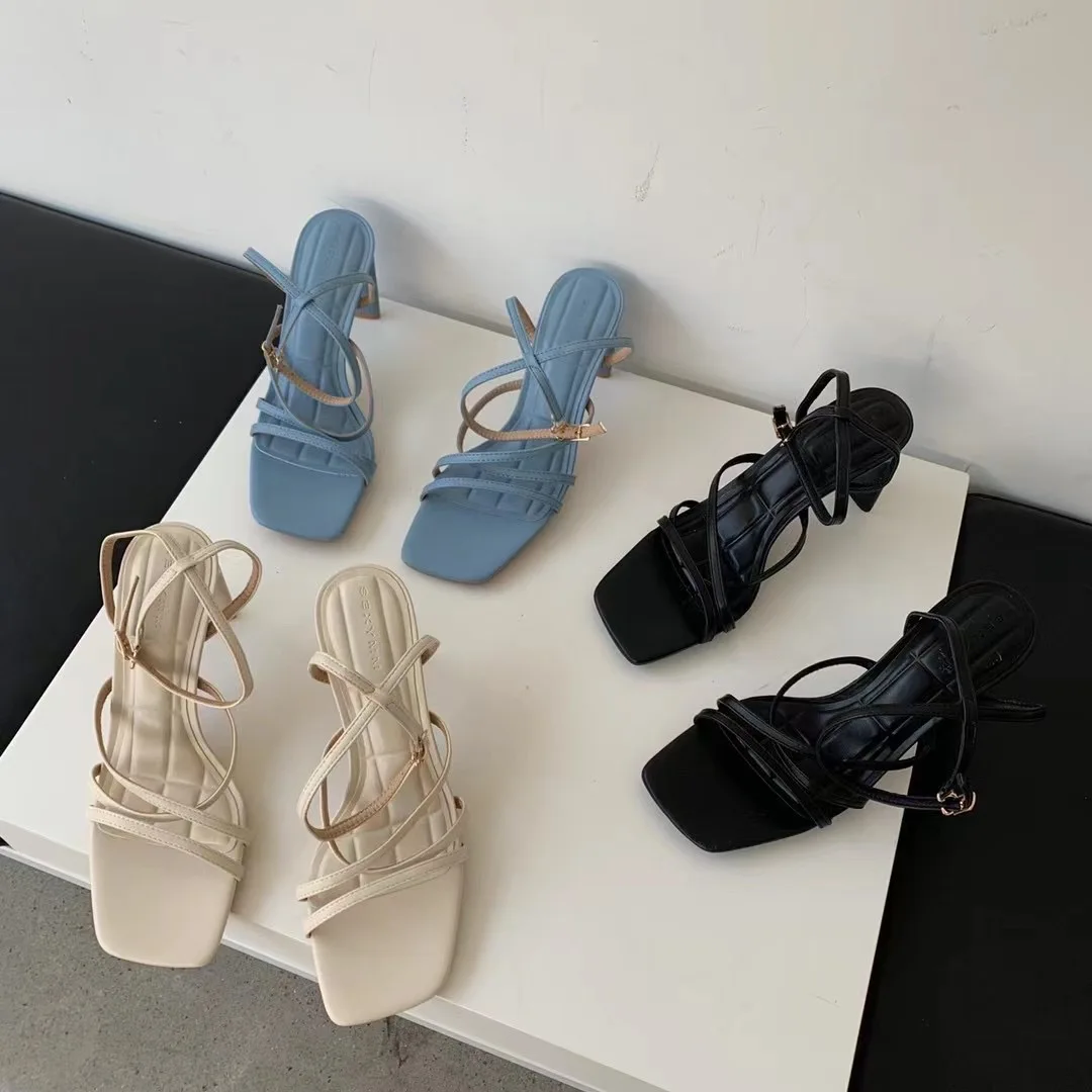Fashion Women Sandals Narrow Band Party Thick High Heels Beige Black Blue Summer Dress Sandals Pumps Party Pumps Size 35-39
Fashion Women Sandals Narrow Band Party Thick High Heels Beige Black Blue Summer Dress Sandals Pumps Party Pumps Size 35-39