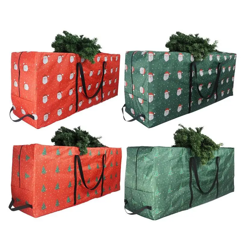 

Большая сумка для хранения рождественской елки, прочная водонепроницаемая ткань 210D из ткани Оксфорд с 4 ручками, рабочая длина до 4 футов. Деревья