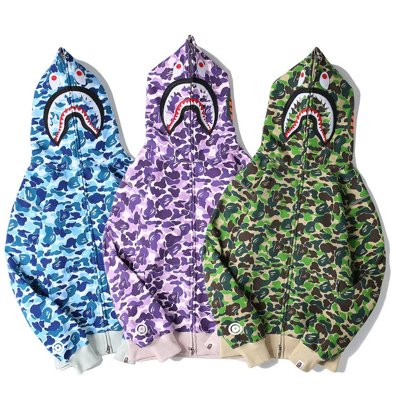 100%Cotton Embroidery Bape Shark Classic Camouflage Hoodie New High Quality Zipper Sports Jacket For Men Women Hip-hop Oversize
100%Cotton Embroidery Bape Shark Classic Camouflage Hoodie New High Quality Zipper Sports Jacket For Men Women Hip-hop Oversize