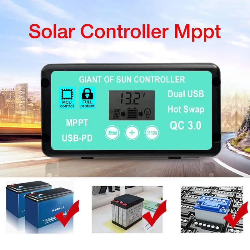 Solar Charge Controller Adjustable Solar Controller Mppt With PD Output DC Plug Intelligent Solar Charge Controller For Gel
Solar Charge Controller Adjustable Solar Controller Mppt With PD Output DC Plug Intelligent Solar Charge Controller For Gel