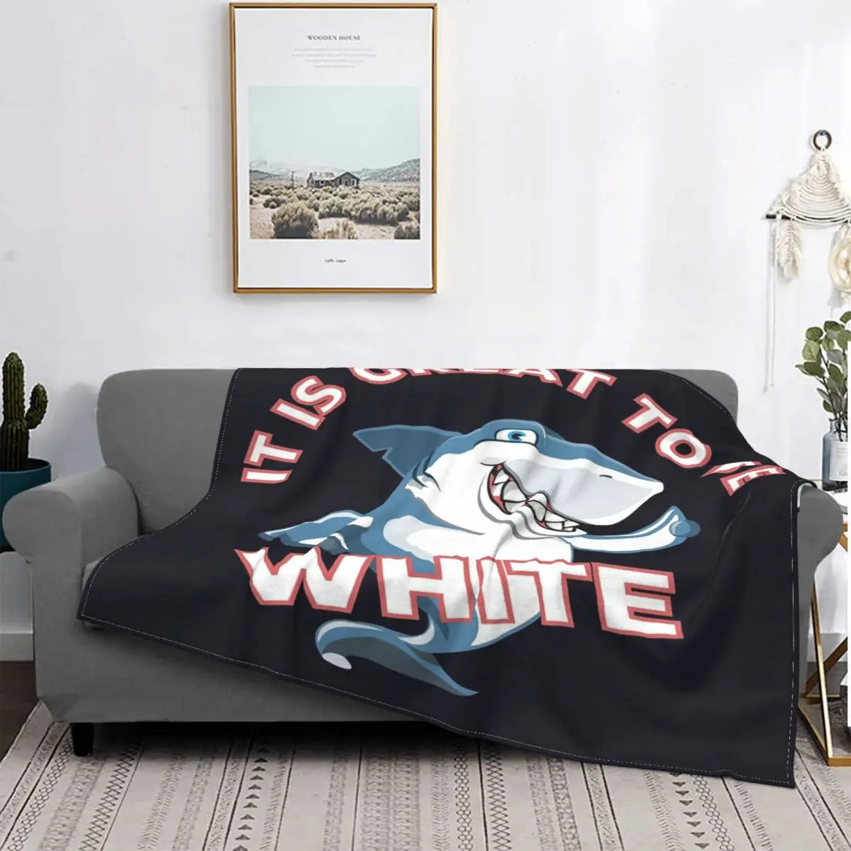 

Shark-es genial ser manta blanca, colcha para cama, sofá de muselina a cuadros, mantas a cuadros, toalla de playa de lujo