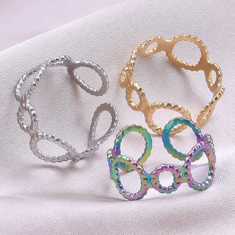 Geometric Circle Hollow Adjustable Rings For Women Men Stainless Steel Couple Open Rings Minimalist Elegant Jewelry Wedding Gift
Geometric Circle Hollow Adjustable Rings For Women Men Stainless Steel Couple Open Rings Minimalist Elegant Jewelry Wedding Gift