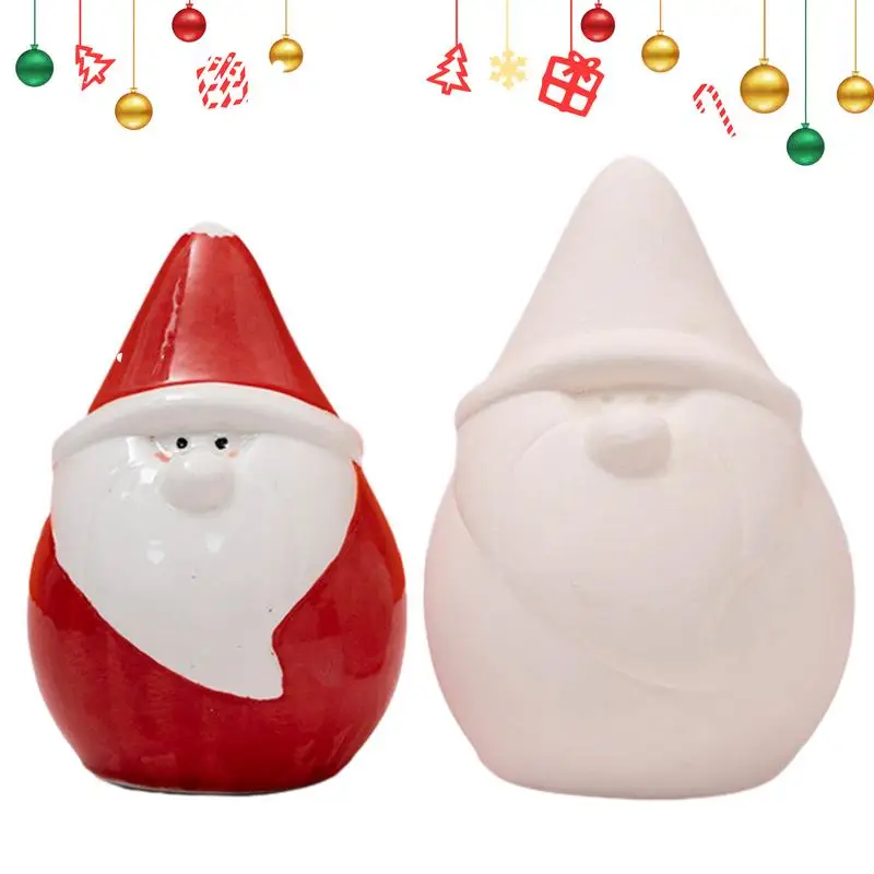 

Ceramic Santa Claus Figurine 2Pcs Cartoon Figurine Santa Claus Sculpture Home Decor Products For Dining Table Coffee Table