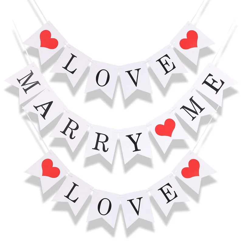 Wedding decoration flags Proposal bunting wedding confession love proposal letter banner trunk decoration bunting 
Wedding decoration flags Proposal bunting wedding confession love proposal letter banner trunk decoration bunting
