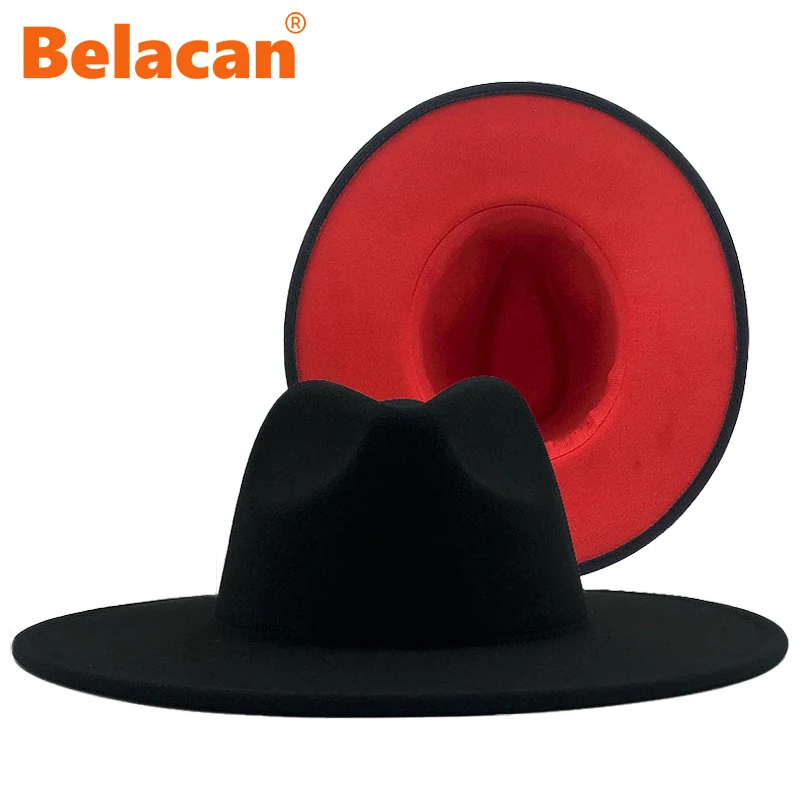 

9.5CM Wide Brim Fedora Hat For Women Wool Felt Solid Hat Men Panama Vintage Church Party Wedding Jazz Top Hat Sombreros De Mujer