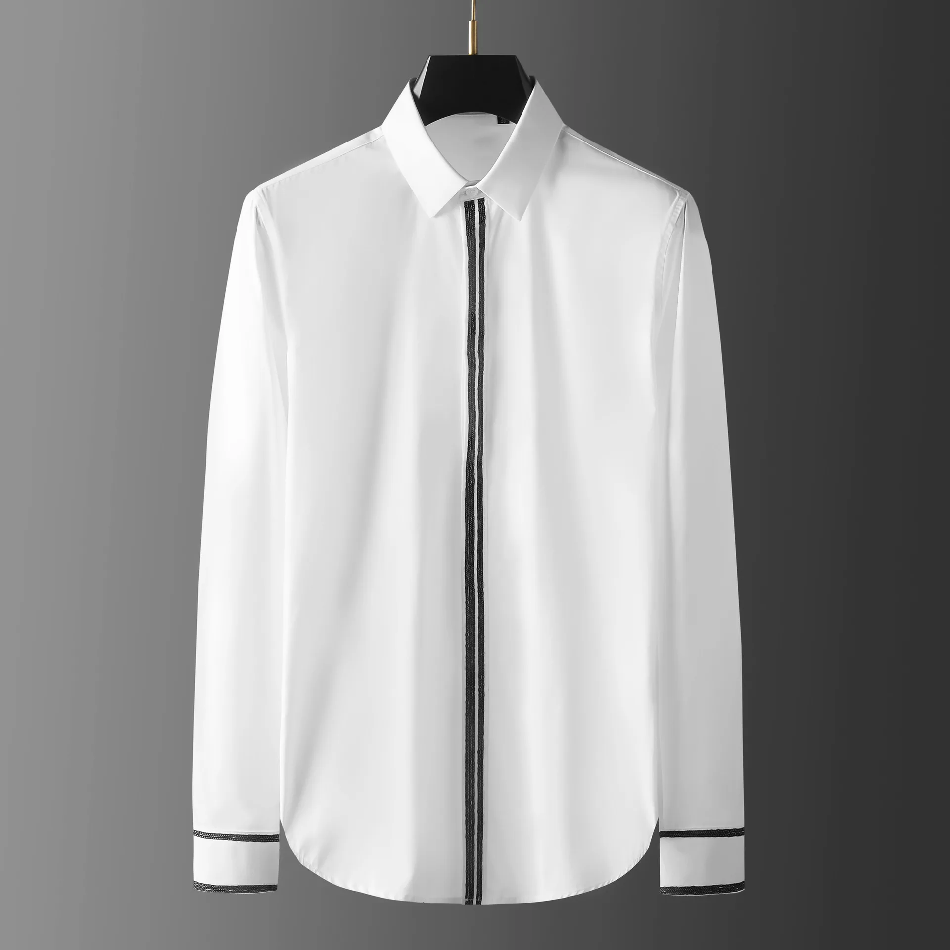 2022 Sequin Placket And Cuff Male Shirts High Quality Long Sleeve Casual Mens Dress Shirts Fashion Slim Fit Party Man Shirts
2022 Sequin Placket And Cuff Male Shirts High Quality Long Sleeve Casual Mens Dress Shirts Fashion Slim Fit Party Man Shirts