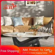 Italian Slate Coffee Tables Round Luxury Minimalism Living Room Coffee Tables Modern Simplicity Muebles Nordic Furniture QF50CT