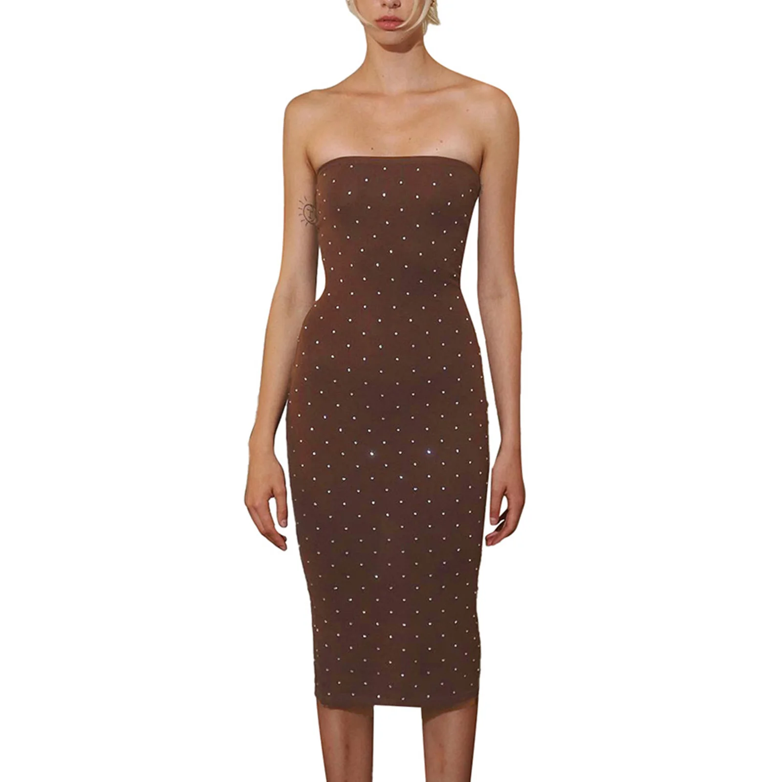 Women's Summer Midi Bandeau Dress Sleeveless Backless Off Shoulder Rhinestone Dress
Women's Summer Midi Bandeau Dress Sleeveless Backless Off Shoulder Rhinestone Dress