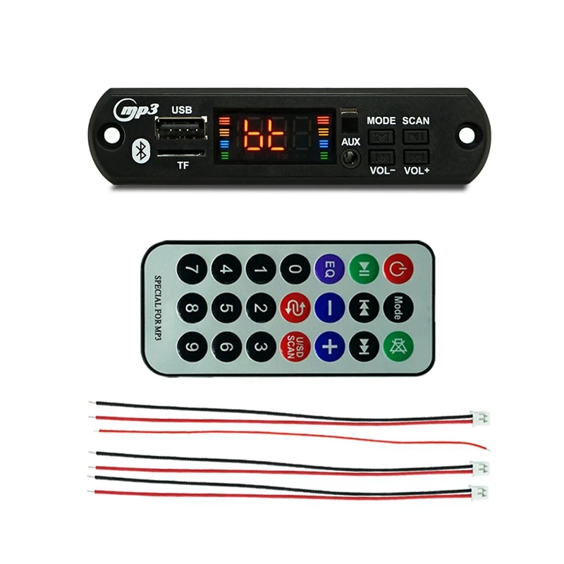 

Bluetooth 5.0 MP3 Player Decoder Board FM Radio TF USB 2X40W AUX Module Receiver JQ-D063BT Kit Audio Amplifier Board