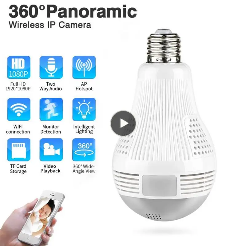 

Wireless Camera 960p Two-way Bulb Camera Lighting Remote Monitor Wifi Surveillance Camera Fisheye 360 Panoramic Baby Monitor Cam