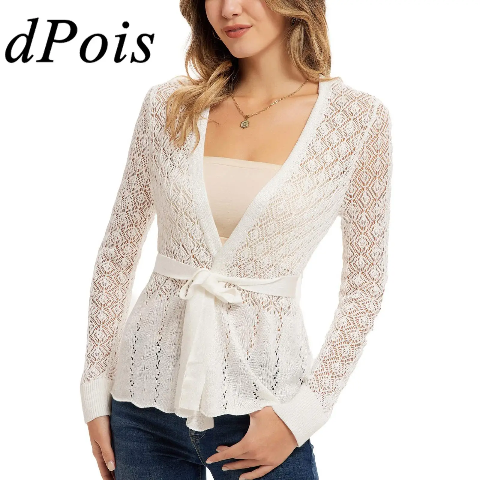 Womens Hollow Knitted Cardigan Long Sleeve Shawl Open Front Solid Color Bolero Wraps Knitwear Woman's Outerwear Coat
Womens Hollow Knitted Cardigan Long Sleeve Shawl Open Front Solid Color Bolero Wraps Knitwear Woman's Outerwear Coat