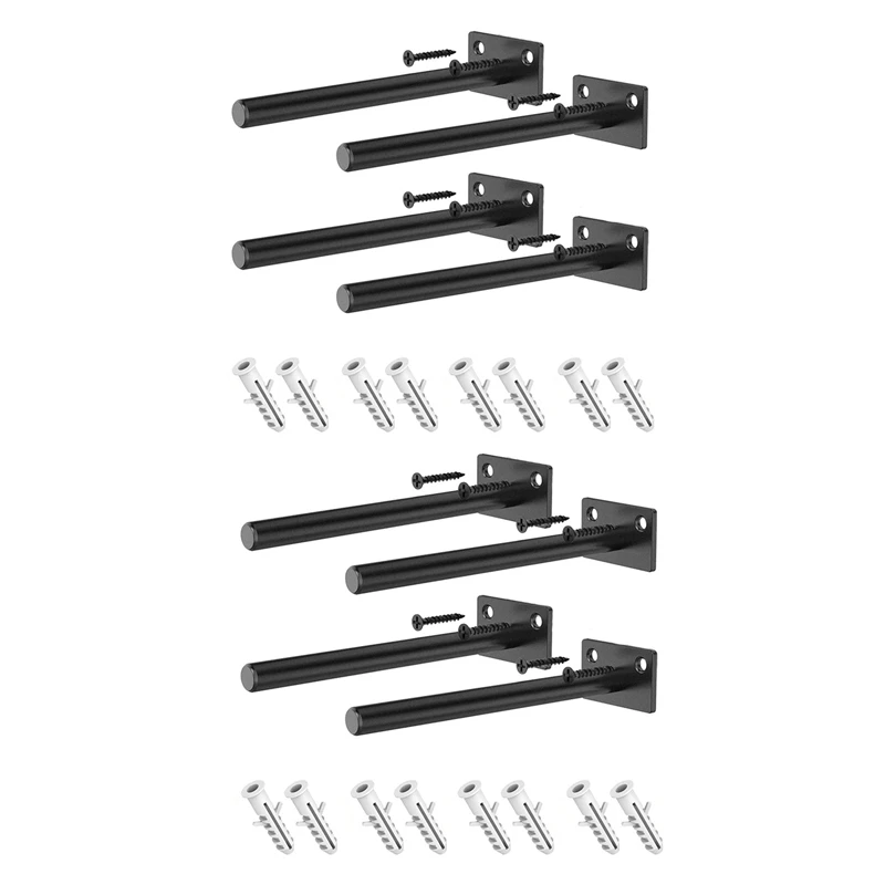 Floating Shelf Brackets, 6 Inch Heavy Duty Shelf Supports With ½ Inch Diameter - 8X Brackets, 16X Screws, 16X Anchors
Floating Shelf Brackets, 6 Inch Heavy Duty Shelf Supports With ½ Inch Diameter - 8X Brackets, 16X Screws, 16X Anchors