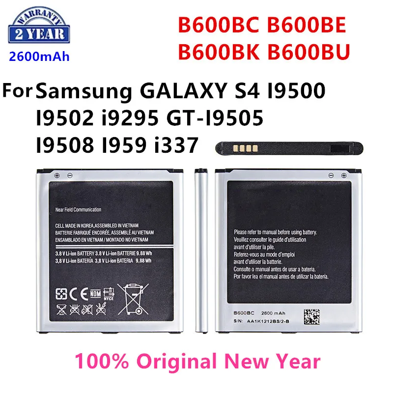 

100% Orginal B600BC B600BE B600BK B600BU 2600mAh Battery For Samsung GALAXY S4 I9500 I9502 i9295 GT-I9505 I9508 I959 i337 NFC