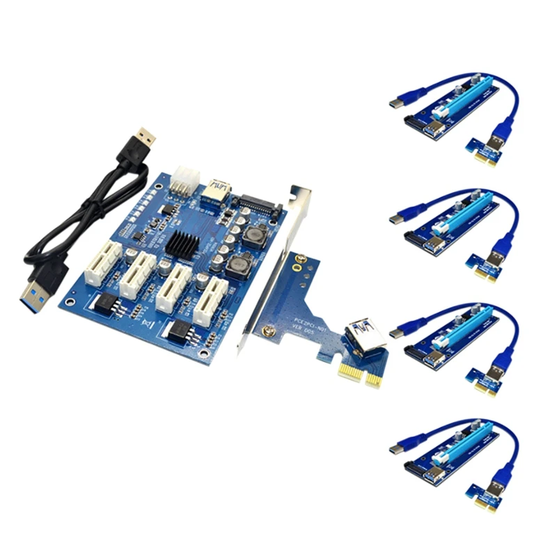 Плата расширения PCI-E 1-4PCI-E X16, Райзер с 1 до 4 портами PCI Express, множитель переключателя + кабель SATA, USB карта для майнинга BTC
Плата расширения PCI-E 1-4PCI-E X16, Райзер с 1 до 4 портами PCI Express, множитель переключателя + кабель SATA, USB карта для майнинга BTC