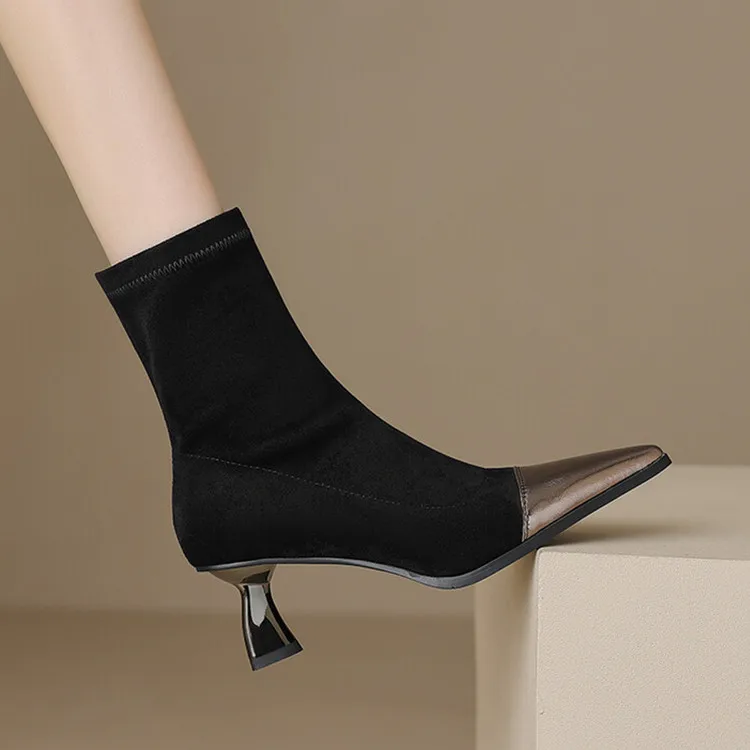 Stretch Suede Women Ankle Boots Pointe Toe Short Autumn Sock Botas 5cm Kitten High Heels Prom Party Pump SideZipper Ankle Botine
Stretch Suede Women Ankle Boots Pointe Toe Short Autumn Sock Botas 5cm Kitten High Heels Prom Party Pump SideZipper Ankle Botine