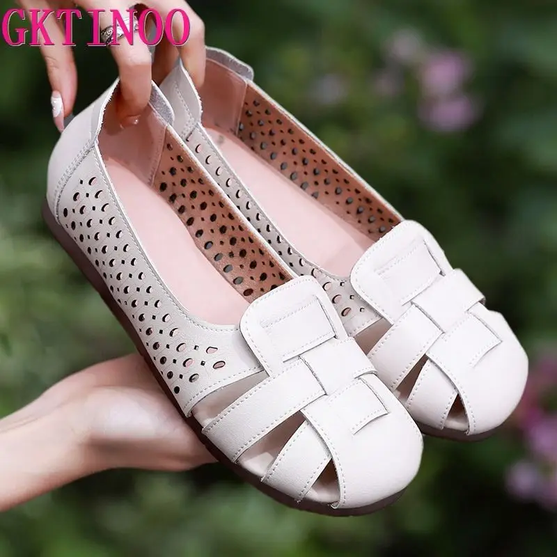 GKTINOO 2022 New Summer Genuine Leather Sandals Round Toe Weave Hollow Shoes Flats Soft Sole Comfort Large Size Women Sandals
GKTINOO 2022 New Summer Genuine Leather Sandals Round Toe Weave Hollow Shoes Flats Soft Sole Comfort Large Size Women Sandals