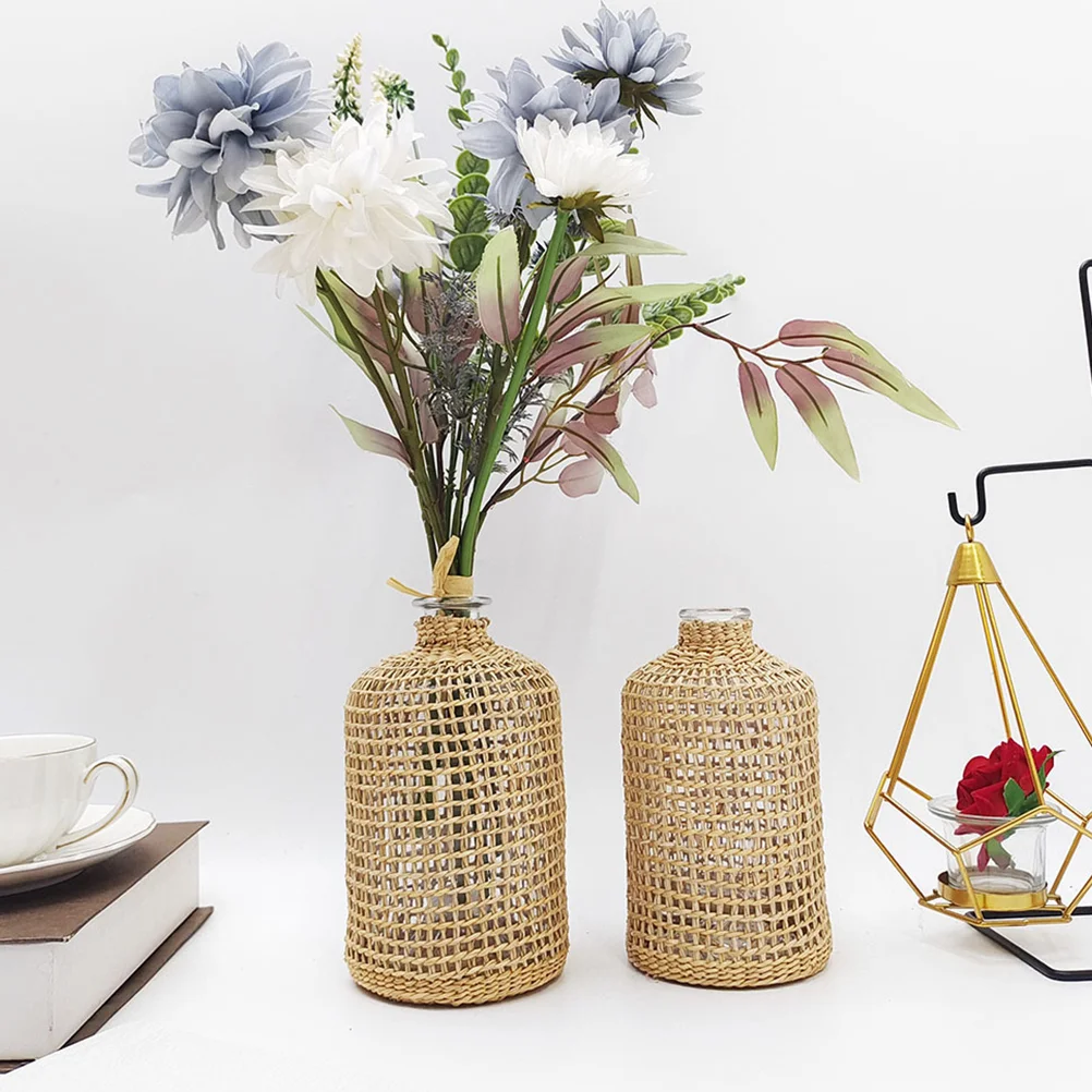 Glass Vase Farmhouse Straw Woven Vase Gift Rustic Decorative Flower Vase for Table Centerpiece
Glass Vase Farmhouse Straw Woven Vase Gift Rustic Decorative Flower Vase for Table Centerpiece