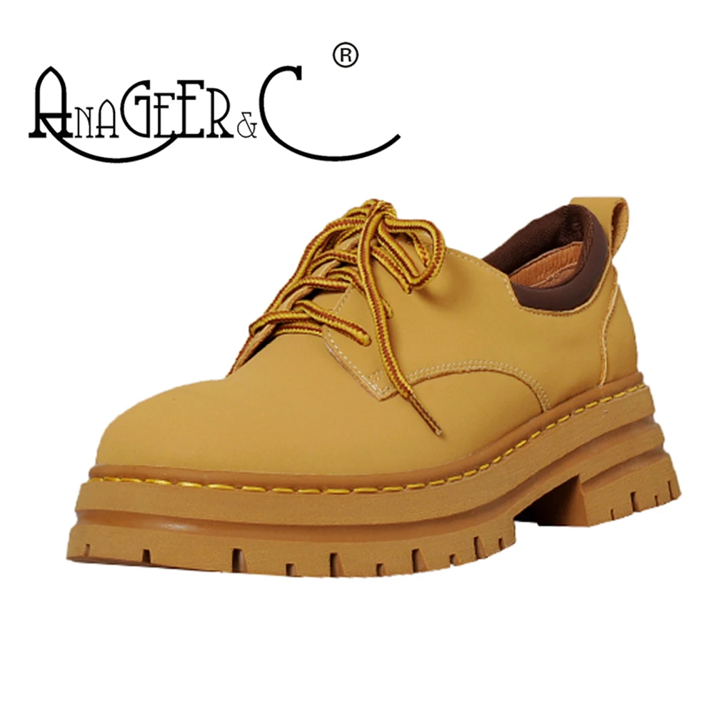 ANAGEER&C Round Toe Thick Sole Muffin Thick Heel Lace Up Leather College Style Pink Yellow Grey Trendy Big Brand Martin Shoes
ANAGEER&C Round Toe Thick Sole Muffin Thick Heel Lace Up Leather College Style Pink Yellow Grey Trendy Big Brand Martin Shoes
