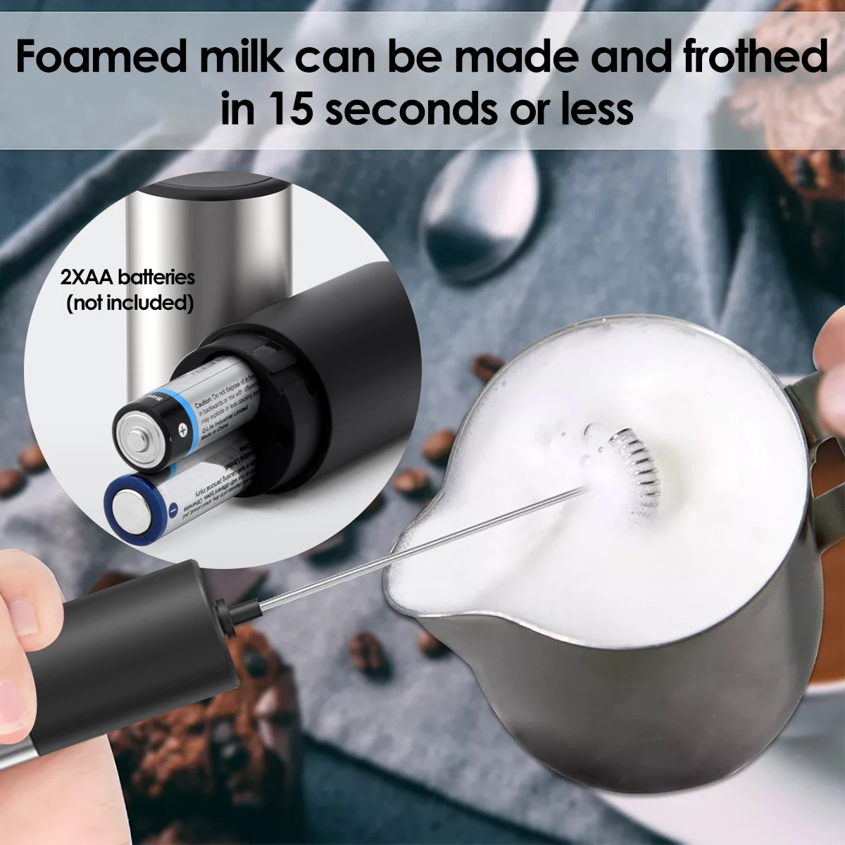 Handheld Milk Frother Battery Operated Electric Foam Maker Mini Drink Mixer Stainless Steel Whisk Beater Foamer Kitchen Tool
Handheld Milk Frother Battery Operated Electric Foam Maker Mini Drink Mixer Stainless Steel Whisk Beater Foamer Kitchen Tool