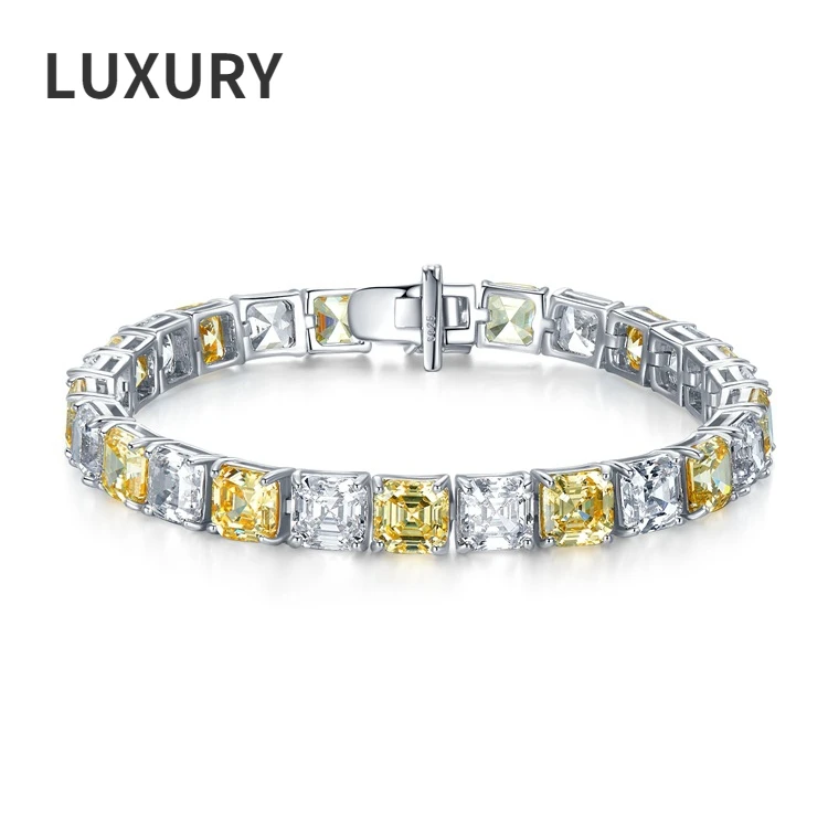 Luxury 100% 925 Sterling Silver Yellow White High Carbon Diamond Fashion Bracelets For Women Sparkling Wedding Fine Jewelry
Luxury 100% 925 Sterling Silver Yellow White High Carbon Diamond Fashion Bracelets For Women Sparkling Wedding Fine Jewelry