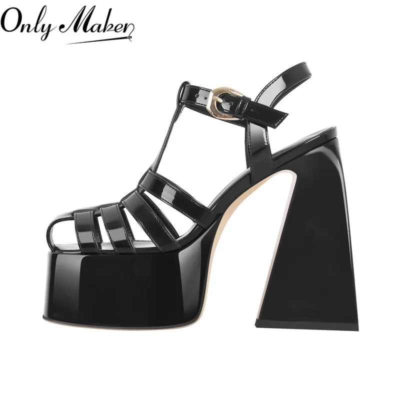 Onlymaker Women White Platform Platform Chunky High Heels Buckle Black Summer Sandals
Onlymaker Women White Platform Platform Chunky High Heels Buckle Black Summer Sandals