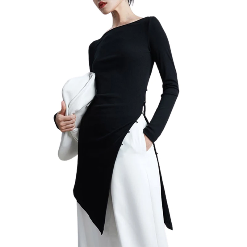 Yeezzi 2023 Spring Female Fashion Irregularity Split-Side Long Sleeves T-Shirts Boat Neck Mid-Long Casual Tops For Women New
Yeezzi 2023 Spring Female Fashion Irregularity Split-Side Long Sleeves T-Shirts Boat Neck Mid-Long Casual Tops For Women New