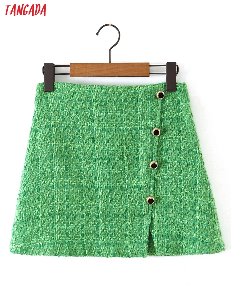 Tangada 2021 Women Green Tweed Skirts Buttons French Style Female Mini Skirt SL116
Tangada 2021 Women Green Tweed Skirts Buttons French Style Female Mini Skirt SL116