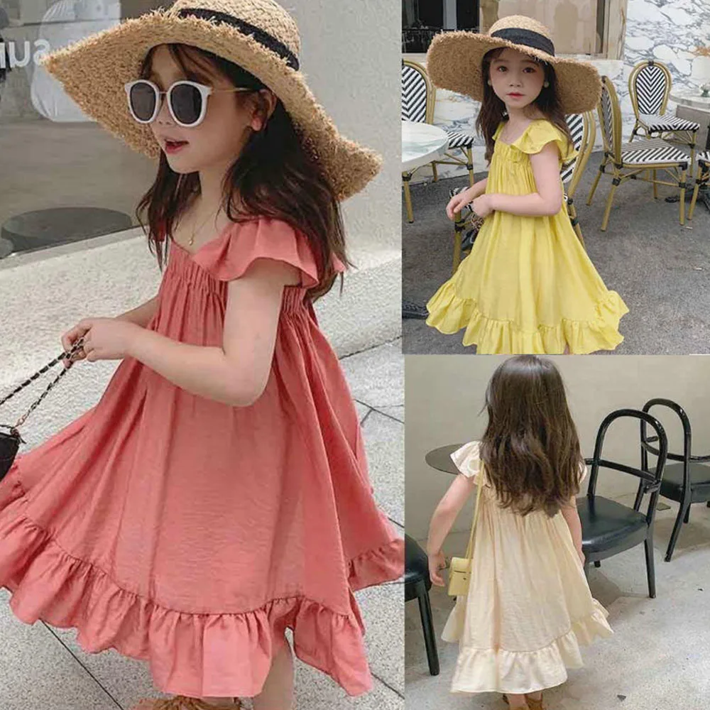 Menoea 3-7 Years Children's Clothing Baby Girls Solid Color Dresses New Summer Flying Sleeves Square Collar Clothes Kids Outfits
Menoea 3-7 Years Children's Clothing Baby Girls Solid Color Dresses New Summer Flying Sleeves Square Collar Clothes Kids Outfits
