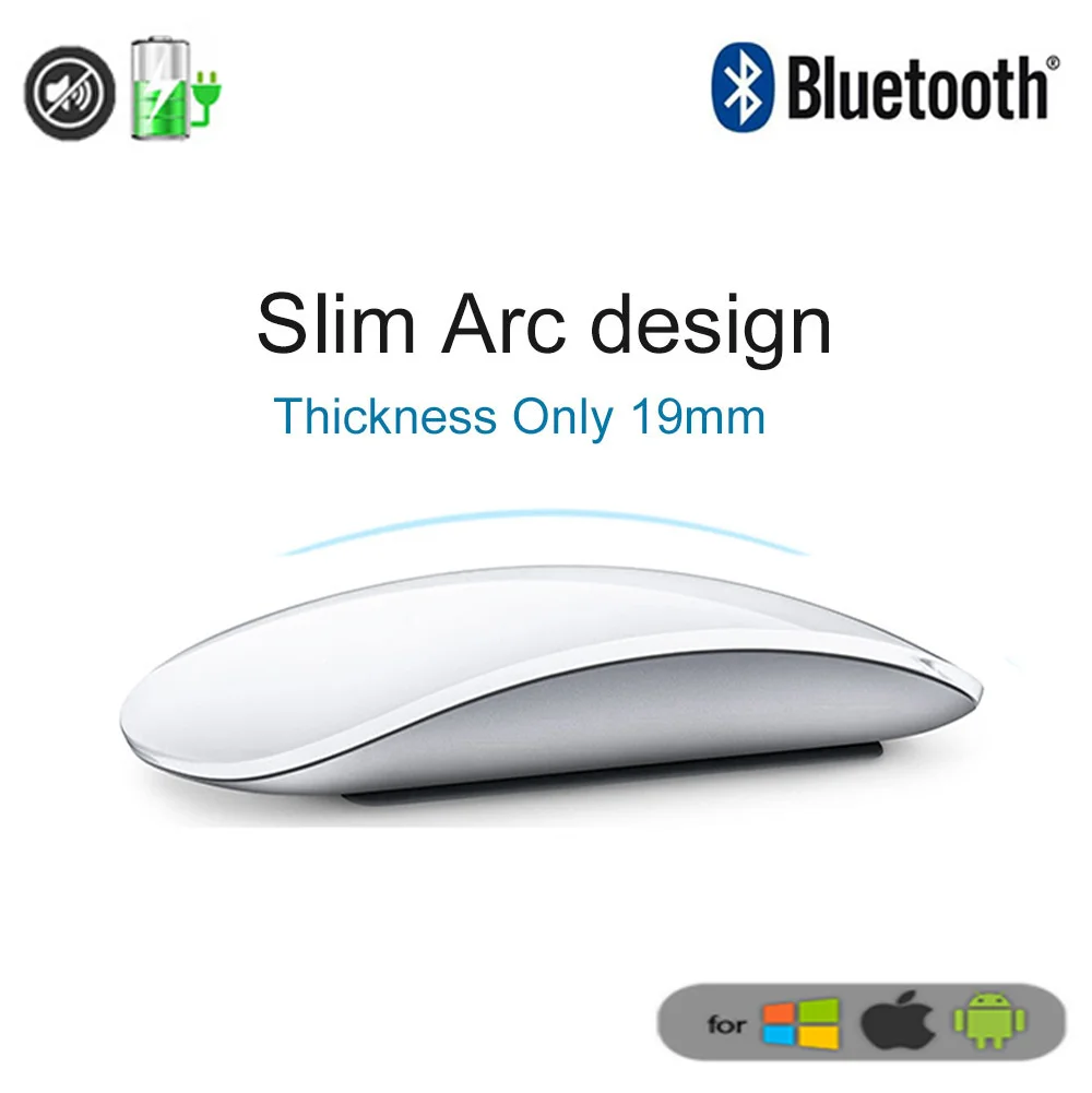 

Bluetooth Wireless Mouse Rechargeable Arc Touch Magic Mouse Silent Thin Ergonomic Mini Mice For Apple Laptop Microsoft Mac iPad