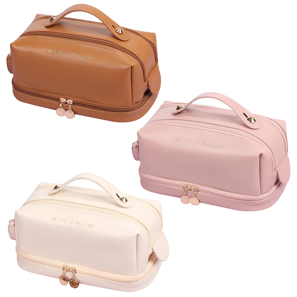2022 New Women's Cosmetic Bag Luxury PU Leather Double Zipper Makeup Case Pouch Large Make Up Bag Women‘s Toiletry Kit Organizer 
2022 New Women's Cosmetic Bag Luxury PU Leather Double Zipper Makeup Case Pouch Large Make Up Bag Women‘s Toiletry Kit Organizer