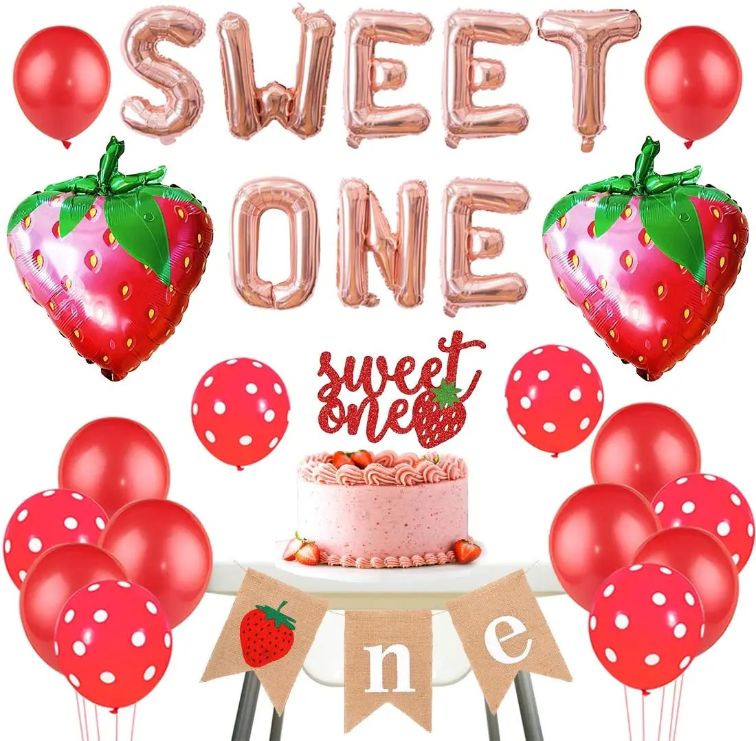 Strawberry 1st Birthday Decorations Berry Sweet One Balloons Cake Topper One Highchair Banner Girl Berry First Birthday Party
Strawberry 1st Birthday Decorations Berry Sweet One Balloons Cake Topper One Highchair Banner Girl Berry First Birthday Party
