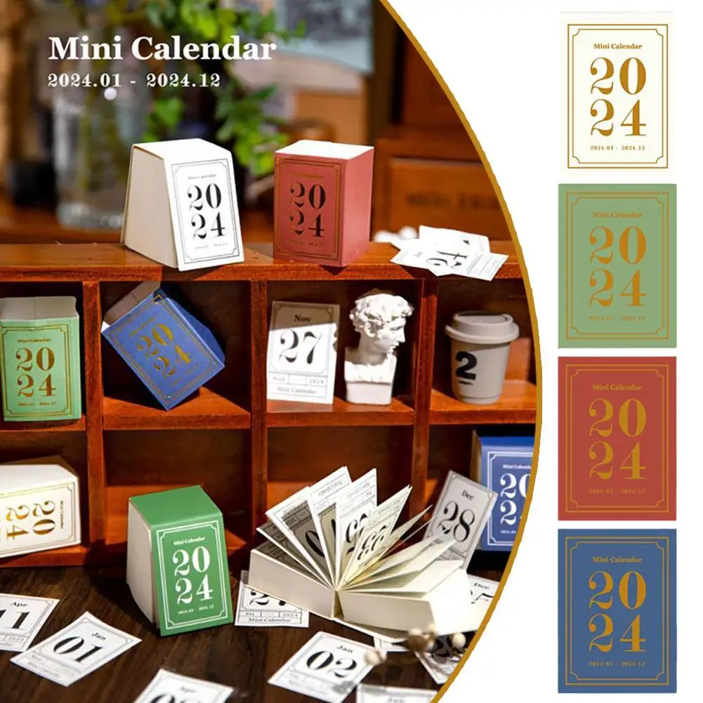 

Calendar Mini Retro Narrative 2024 Simple And Tearable Decoration DIY Planner Stickers In Yearbook Journal Paper Portable C Y2W8