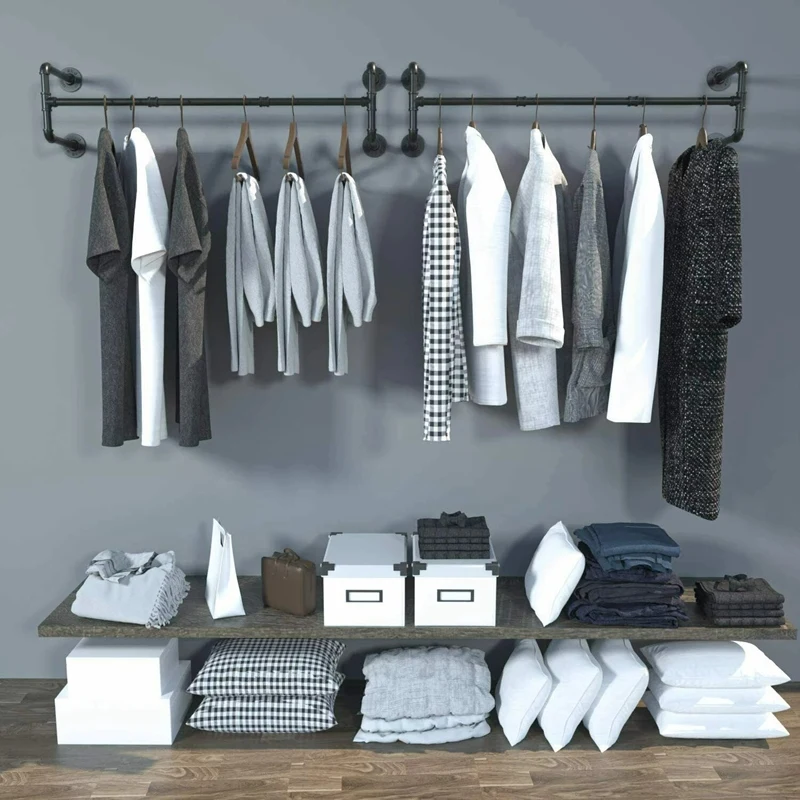Industrial Pipe Clothes Rack Rail Detachable Wall Mounted Hanging Bar Garment Rack Bedroom Space-Saver For Home
Industrial Pipe Clothes Rack Rail Detachable Wall Mounted Hanging Bar Garment Rack Bedroom Space-Saver For Home