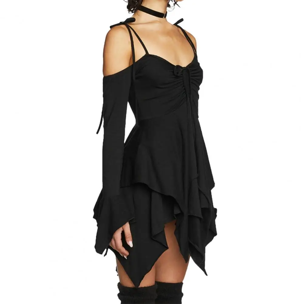 Loose Cut Women Dress Fashionable Women's Off-the-shoulder Suspender Dress Irregular Hem Long Sleeves Backless for Casual
Loose Cut Women Dress Fashionable Women's Off-the-shoulder Suspender Dress Irregular Hem Long Sleeves Backless for Casual