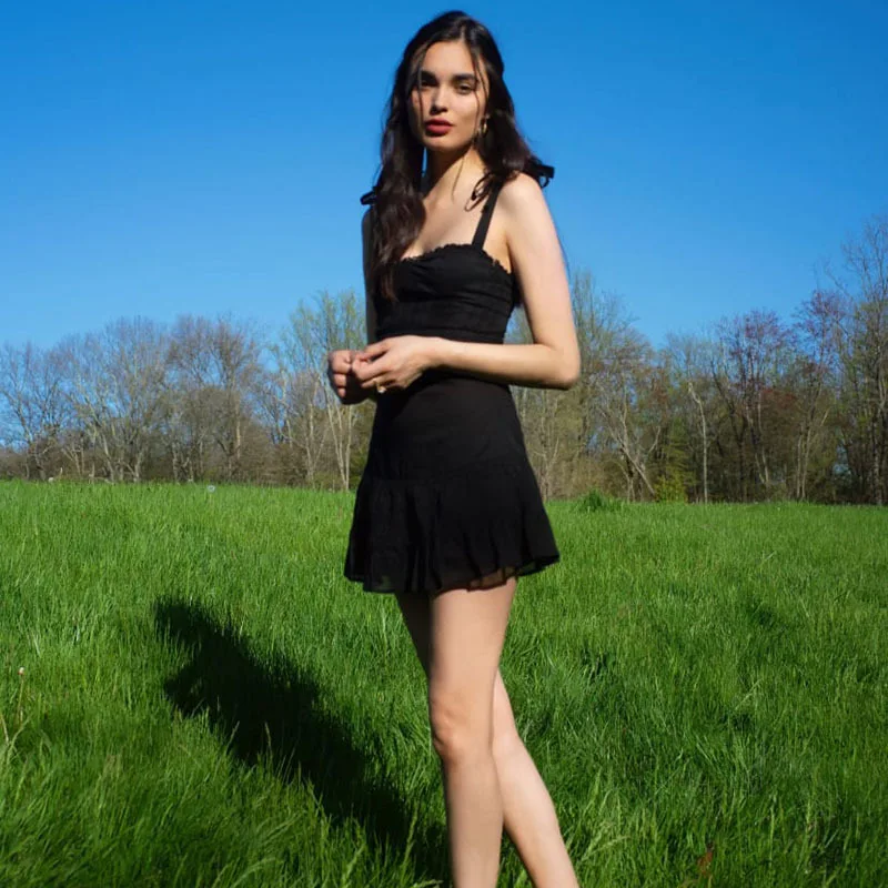 Fashion Sexy Black Bow Suspender Dress Solid Ruffle Slim Mini Dress For Women Lace Up Zipper Elegant Casual Y2k Summer 2022 New
Fashion Sexy Black Bow Suspender Dress Solid Ruffle Slim Mini Dress For Women Lace Up Zipper Elegant Casual Y2k Summer 2022 New