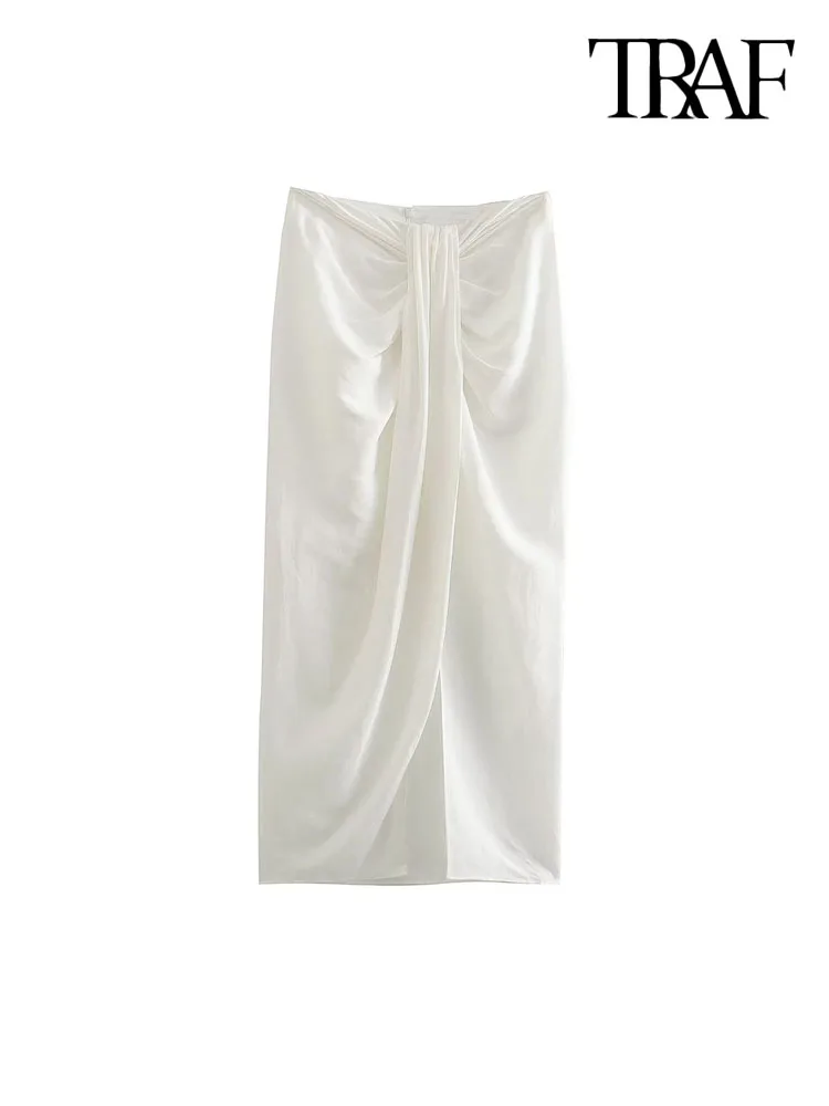 TRAF Women Fashion Front Knotted Slit Hem Linen Midi Skirt Vintage High Waist Back Zipper Female Skirts Mujer
TRAF Women Fashion Front Knotted Slit Hem Linen Midi Skirt Vintage High Waist Back Zipper Female Skirts Mujer